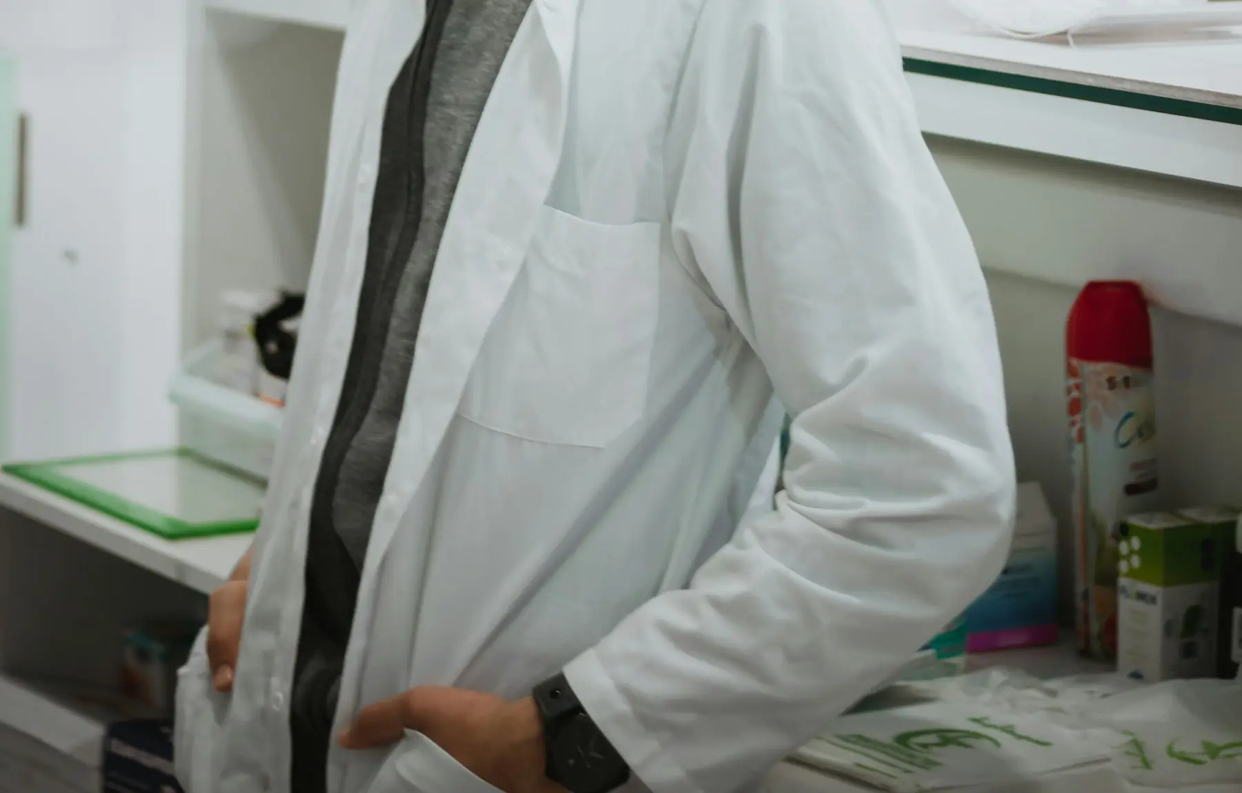 A pharmacist in the consulting area